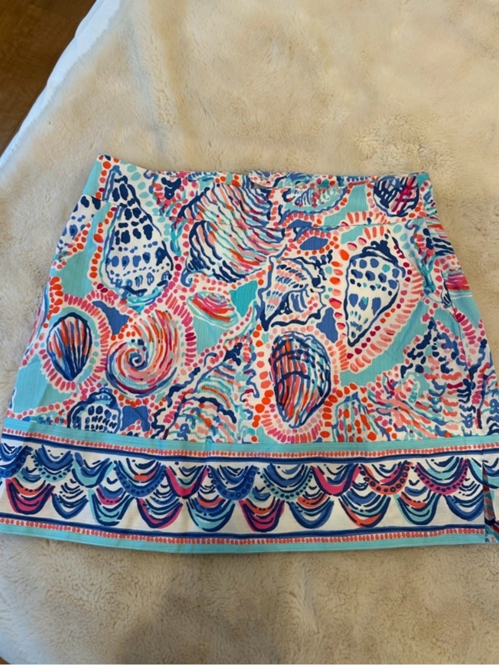 Lilly Pulitzer Tropical Dot & Wave Print Skirt in Aqua, Coral & Navy